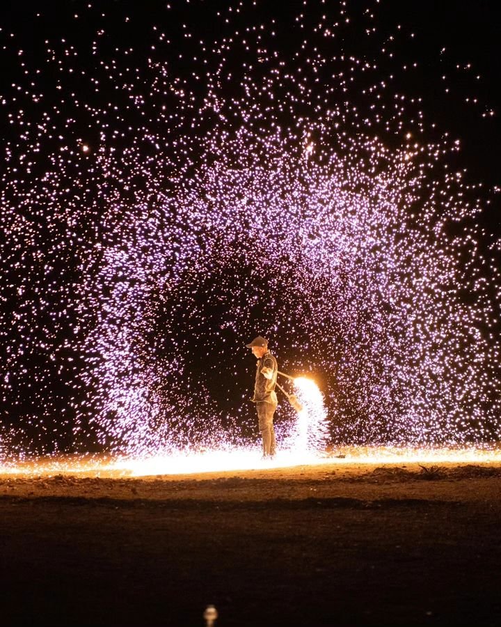 Fire show performed at the camp after dinner